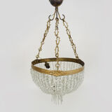 Old chandelier basket Napoleon III glass tassels, bronze structure. Chandelier tassels