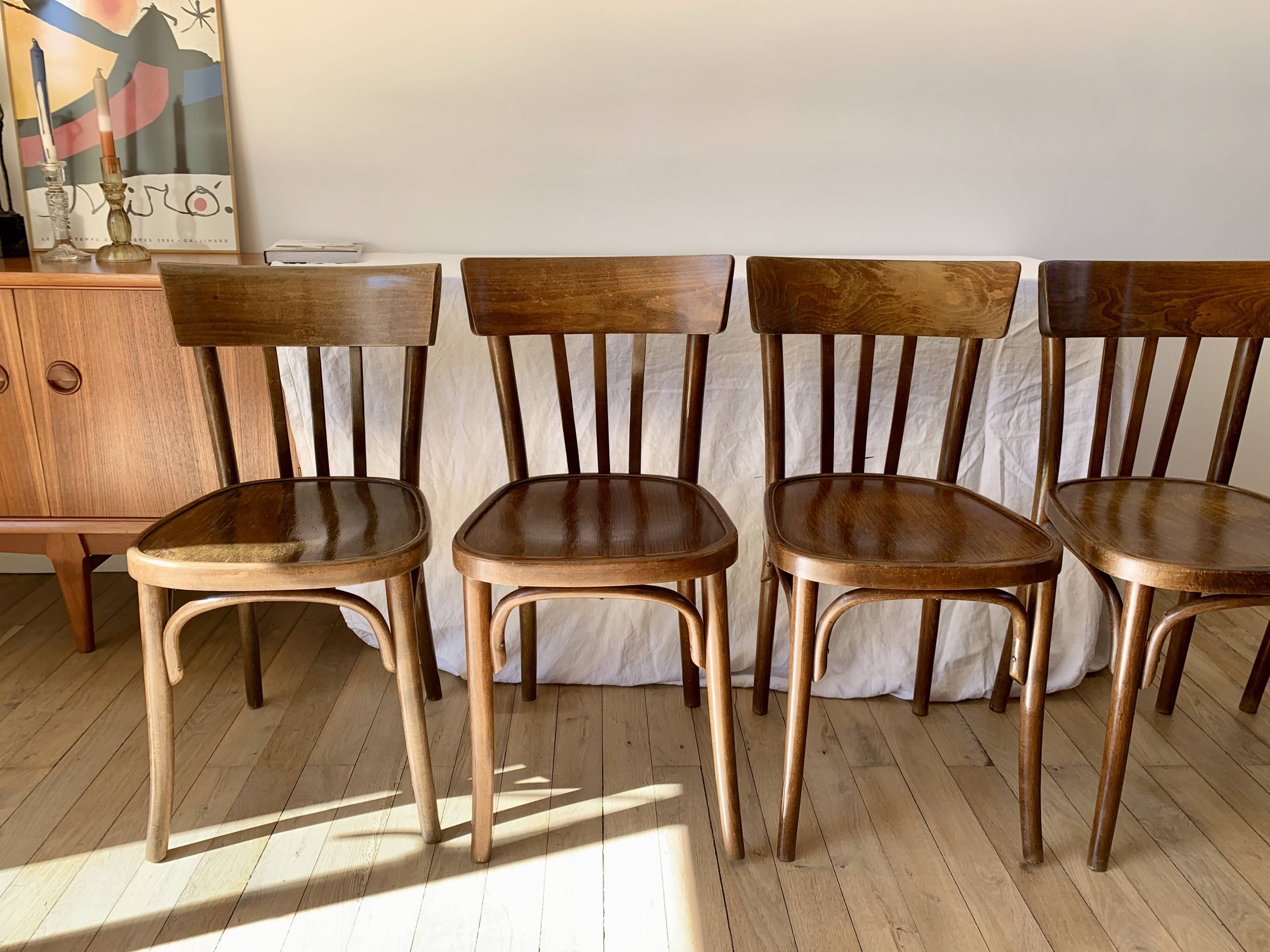 set of 6 bentwood bistro chairs from the 1950s