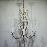 4-light bronze and crystal chandelier