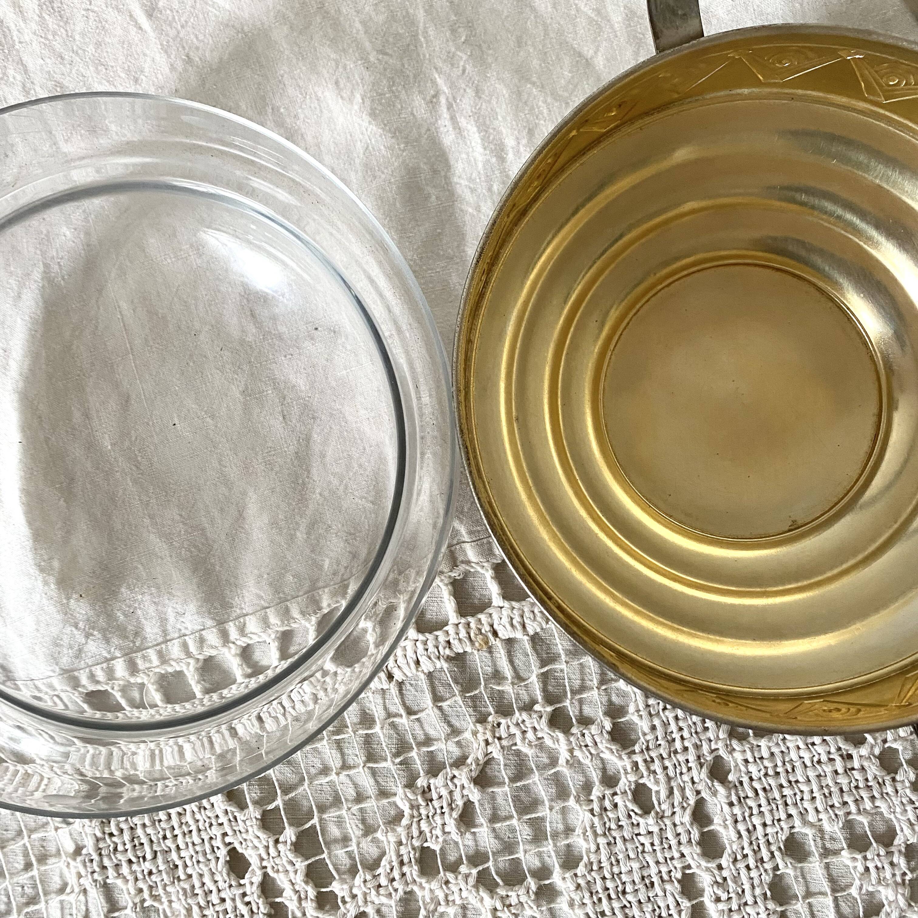 Art Deco fruit bowl in silver-plated metal and chiseled glass