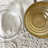 Art Deco fruit bowl in silver-plated metal and chiseled glass