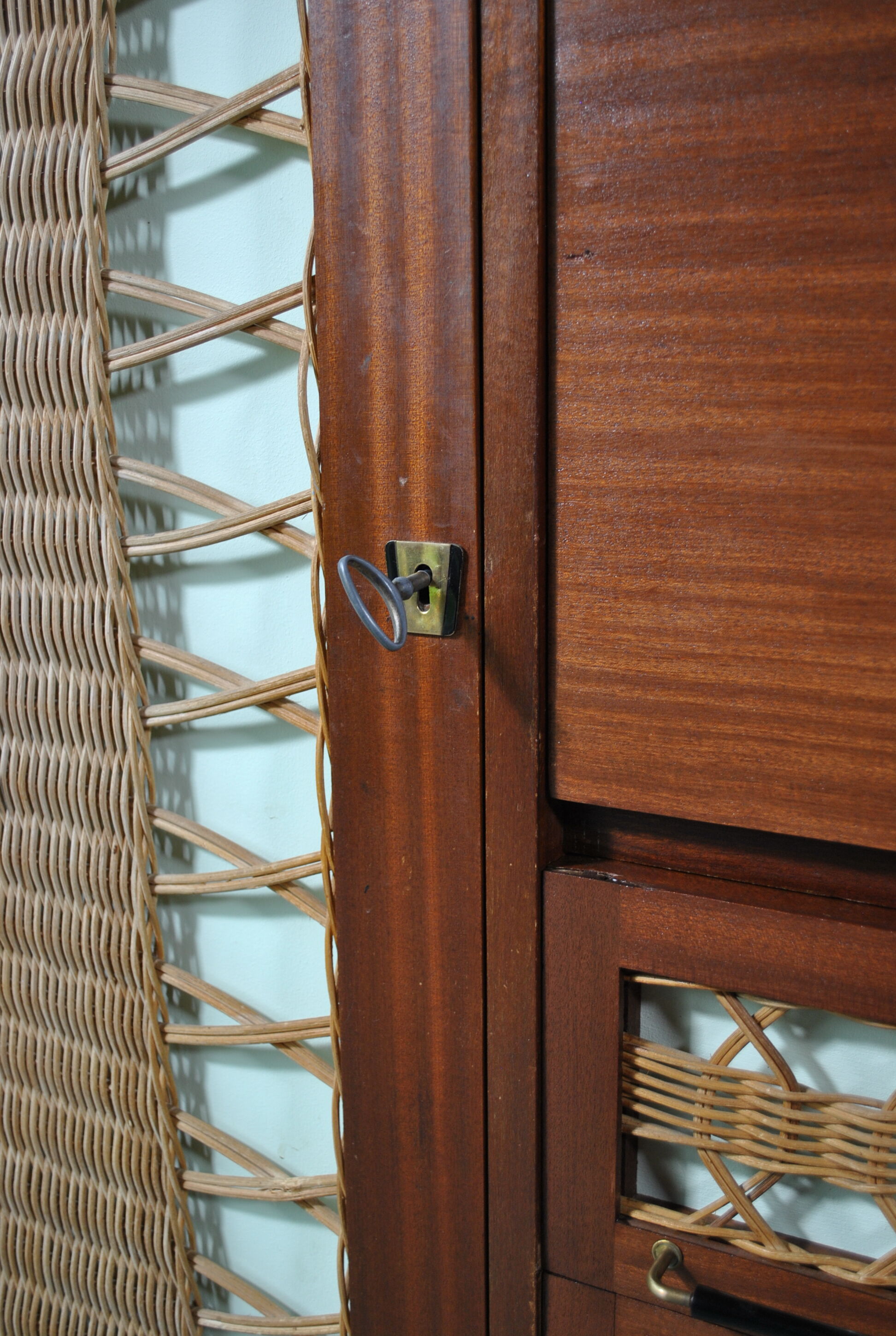 Rattan secretary cabinet 1960