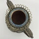 Old safi pottery vase in polychrome paint and metal sculpture décor 14 cm