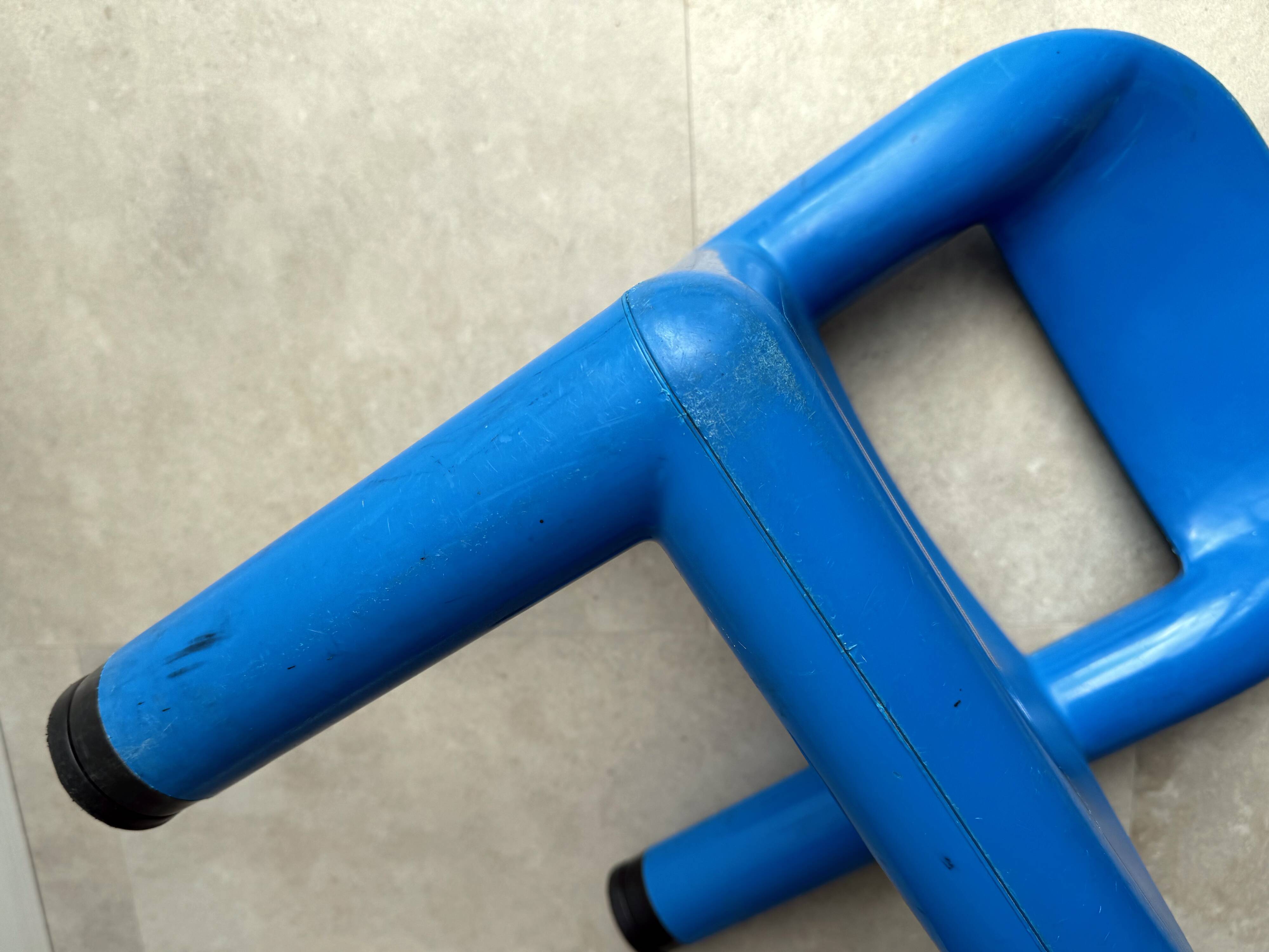 Blue plastic space age kids chair, bold italian design