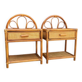 Pair of rattan bedside tables 1960