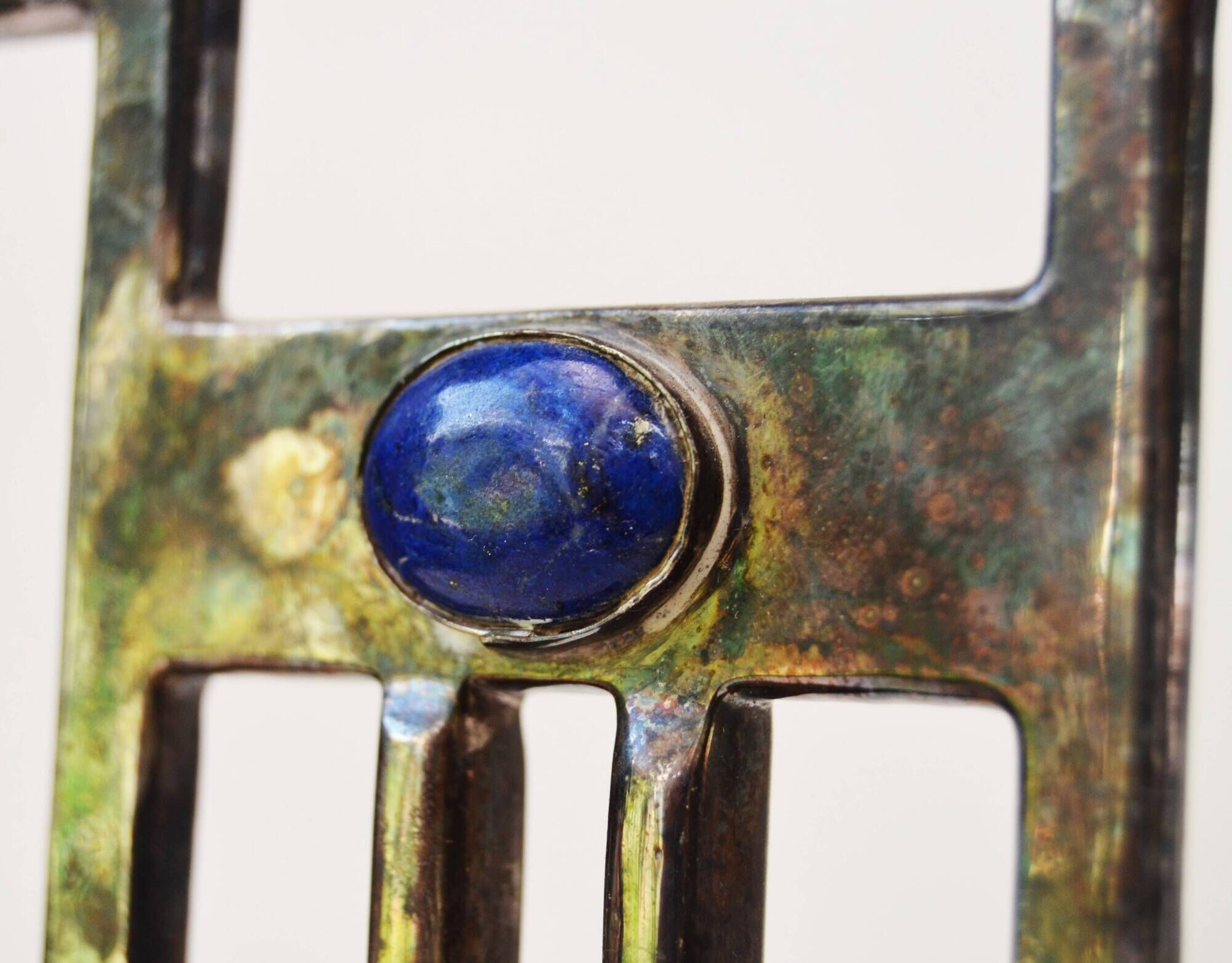 Candlestick with 2 holders Gunther Lambert whit Lapis Lazuli Cabochon - Art Nouveau stil