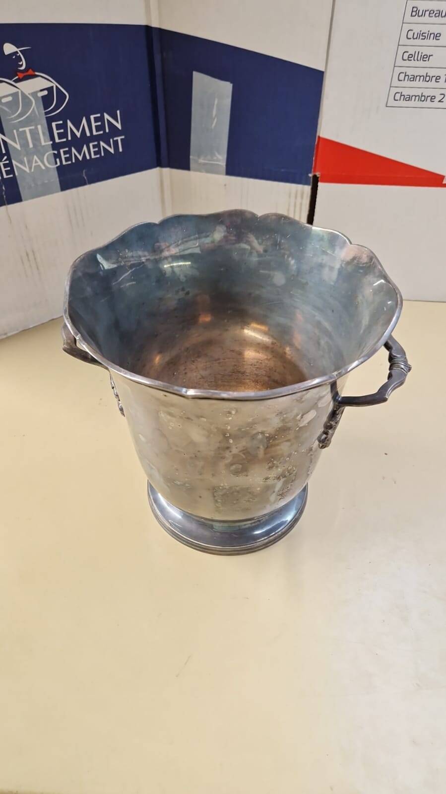 Antique Louis XV style silver-plated champagne bucket - France