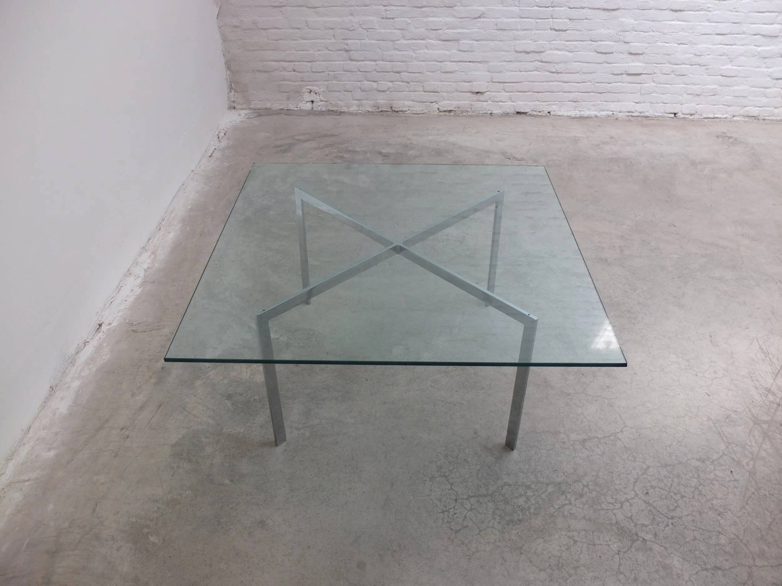 Glass 'Barcelona' coffee table by Mies Van Der Rohe for Knoll, 1929