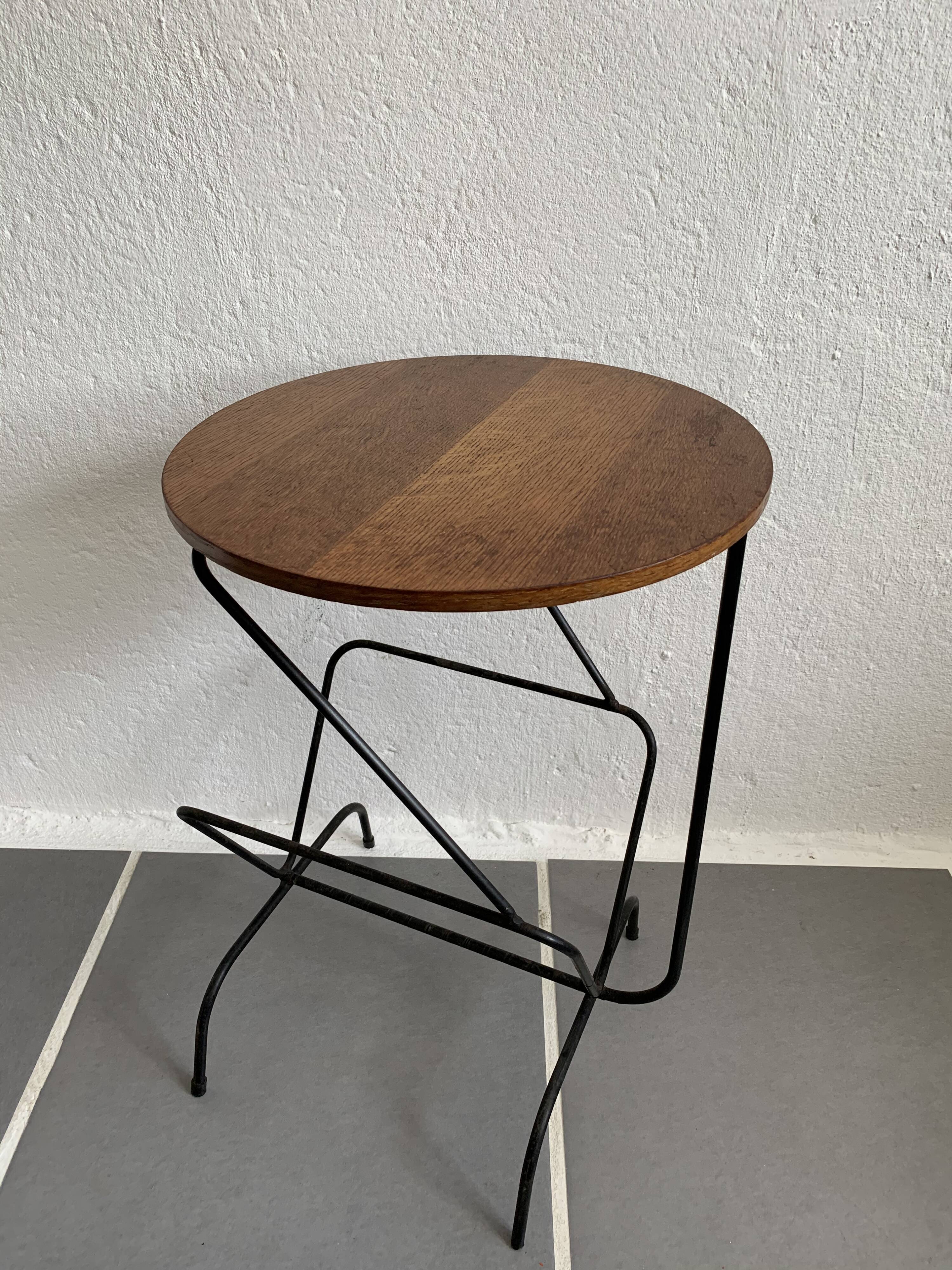 Table volante bois et métal vintage