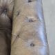 Grey Cowhide Leather Chesterfield Club Armchair in English Style on Casters