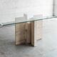 Glass & travertine dining table by Willy Ballez
