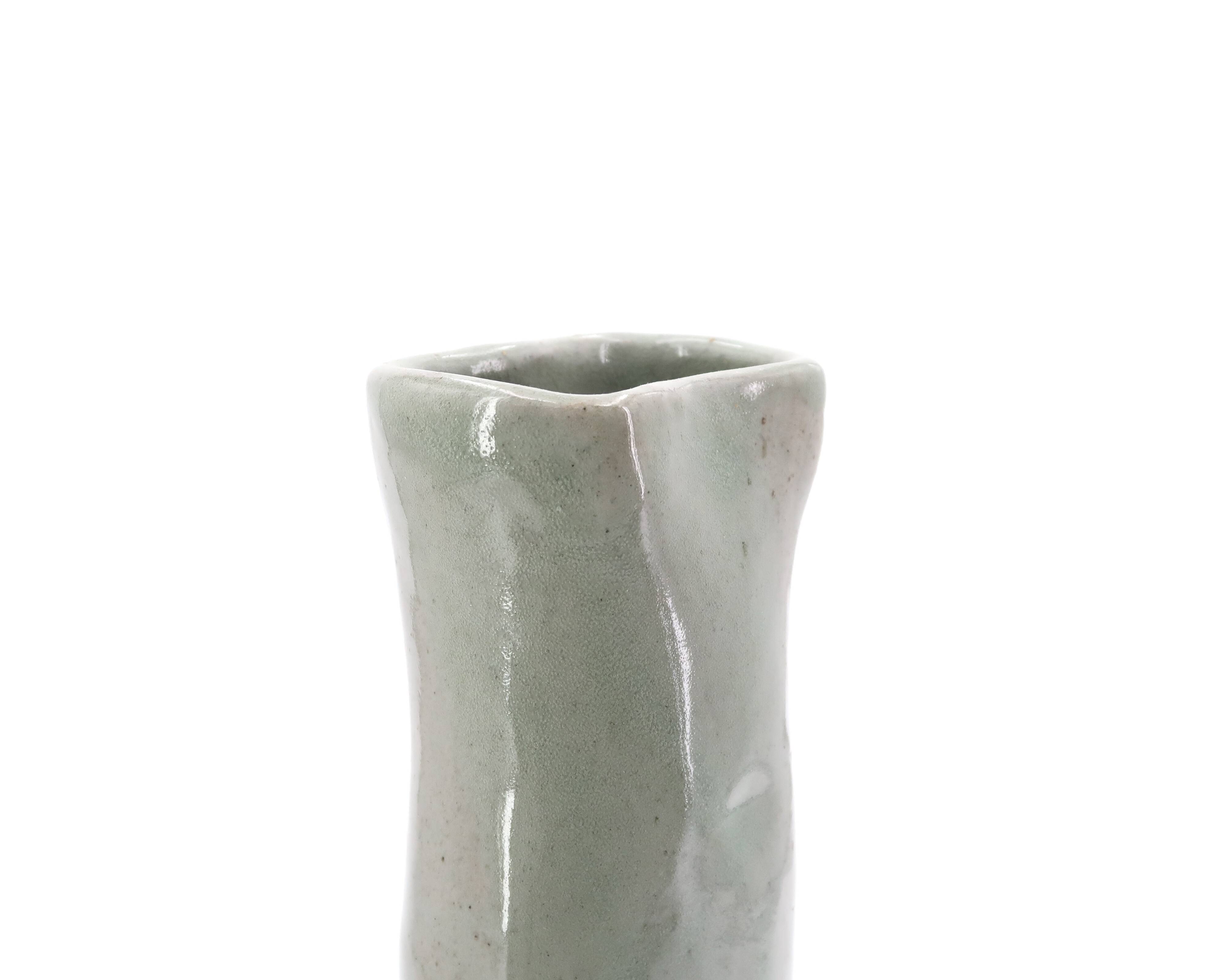 Anthropomorphic Celadon ceramic vase by Martin Hammond
