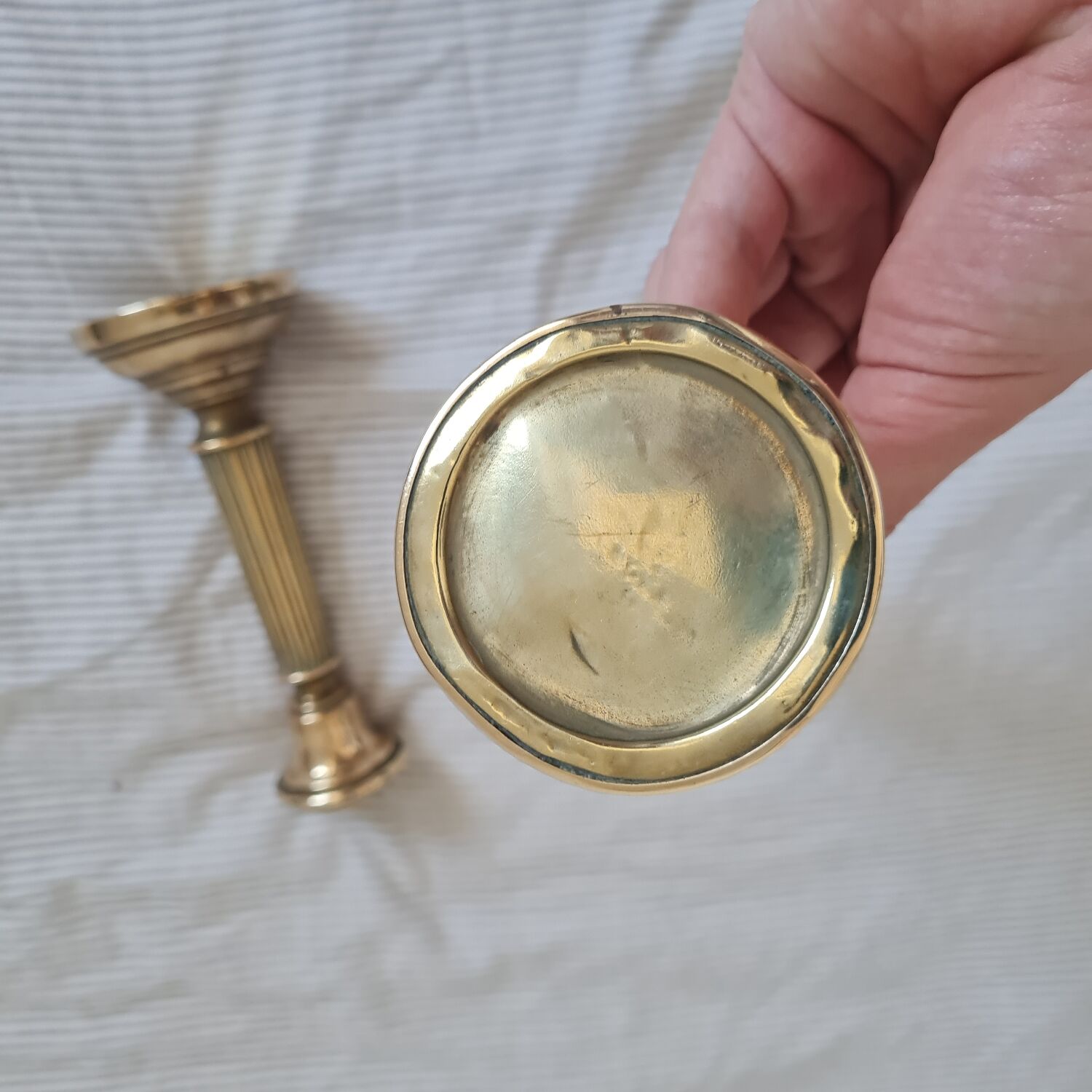 Pair of brass candle holders