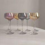 Set of 6 Alsace iridescent crystal glasses