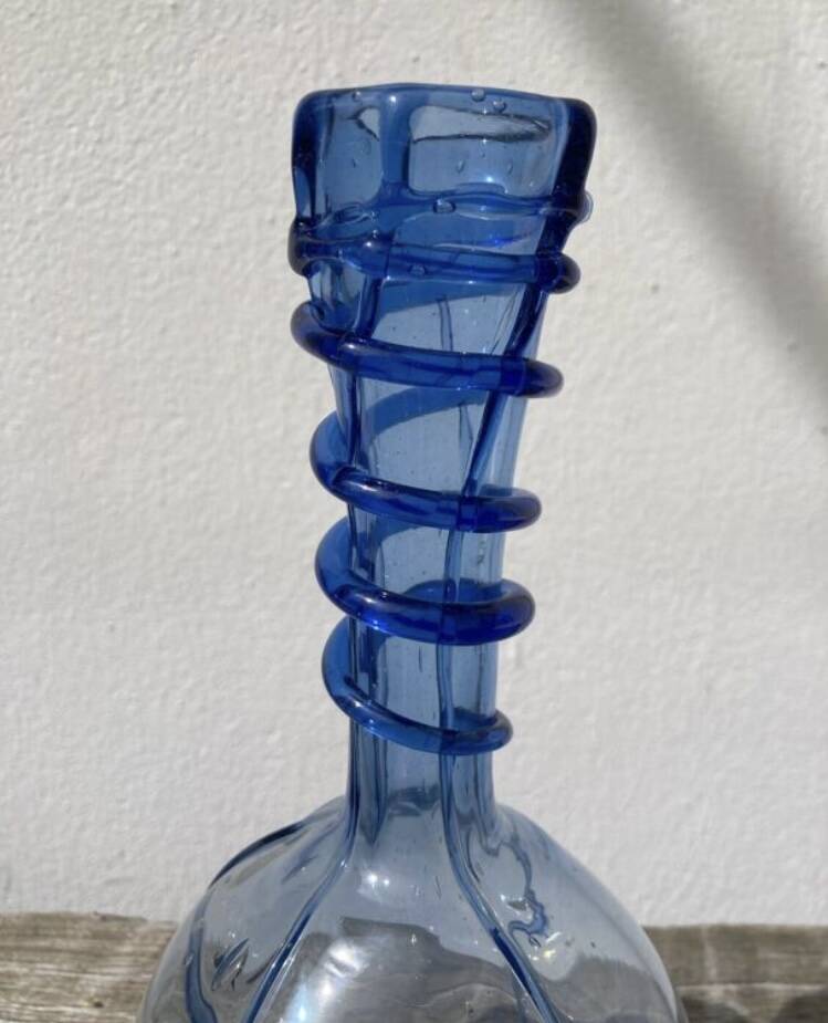 Blue blown glass soliflore vase