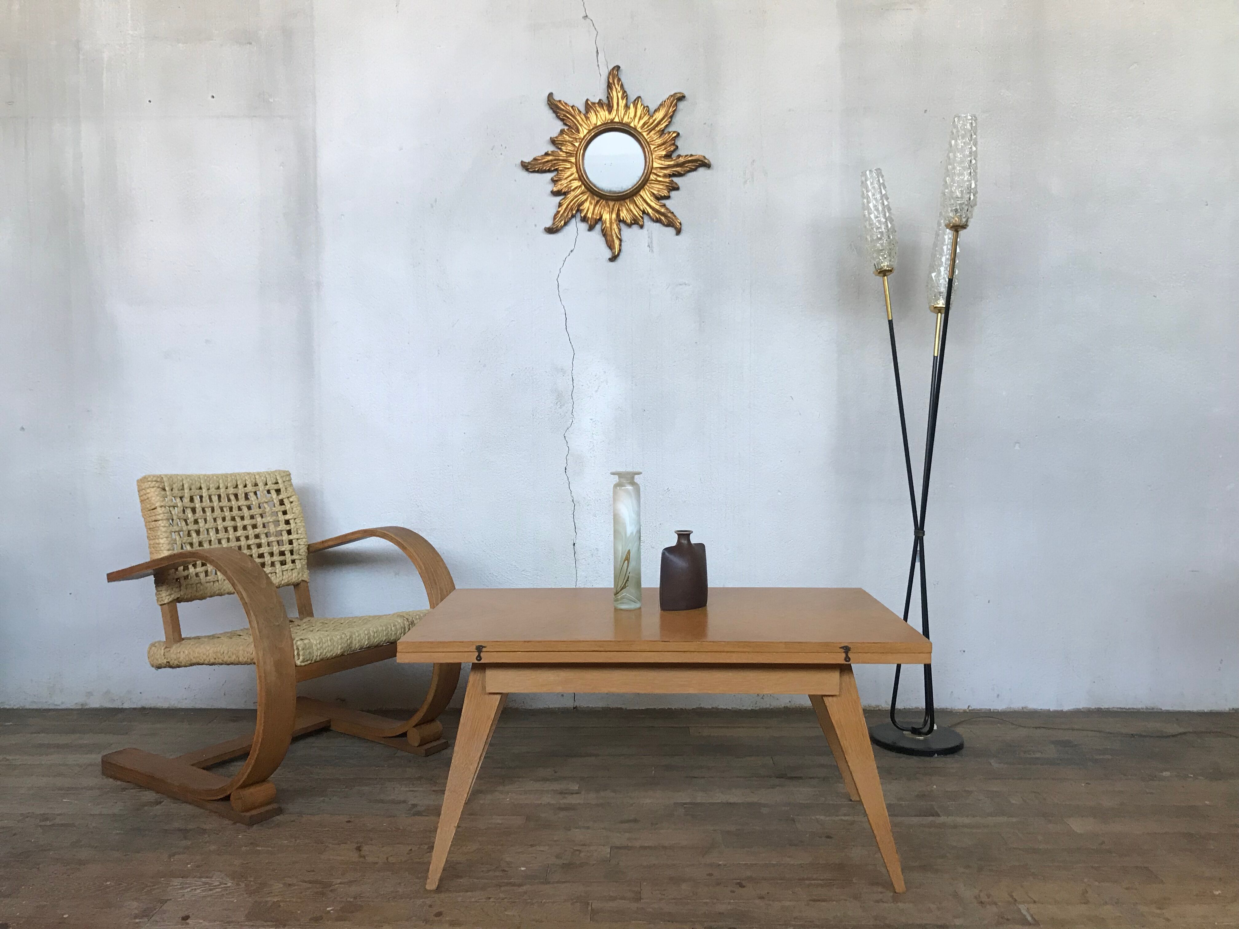 Modular coffee table up and down vintage feet compass