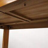 Maison Regain extendable table in solid elm, 1970s-1980s