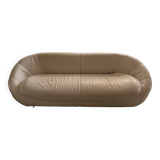 Rounded off-white leather sofa