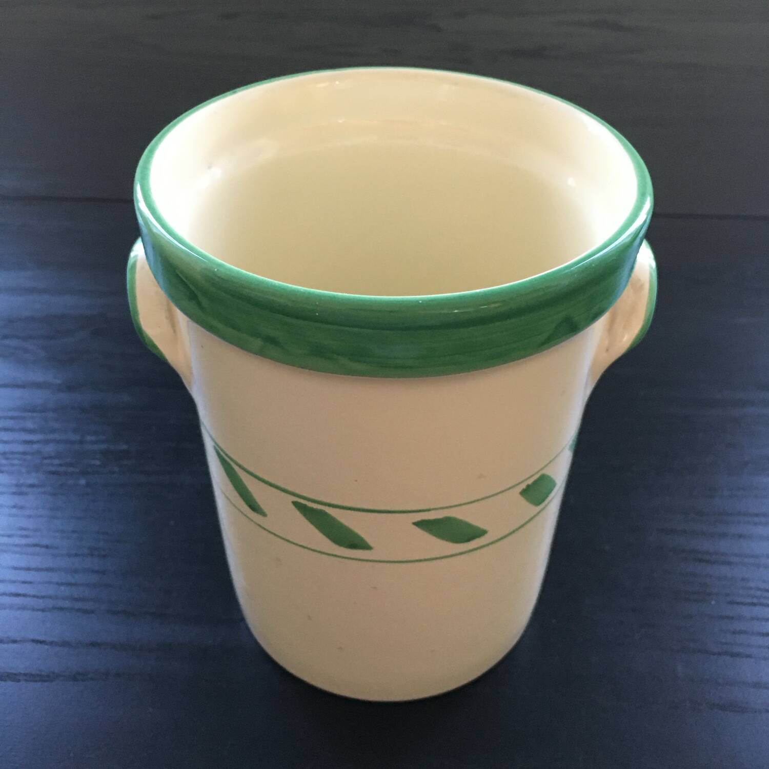 Seau à glace en faïence jaune et verte