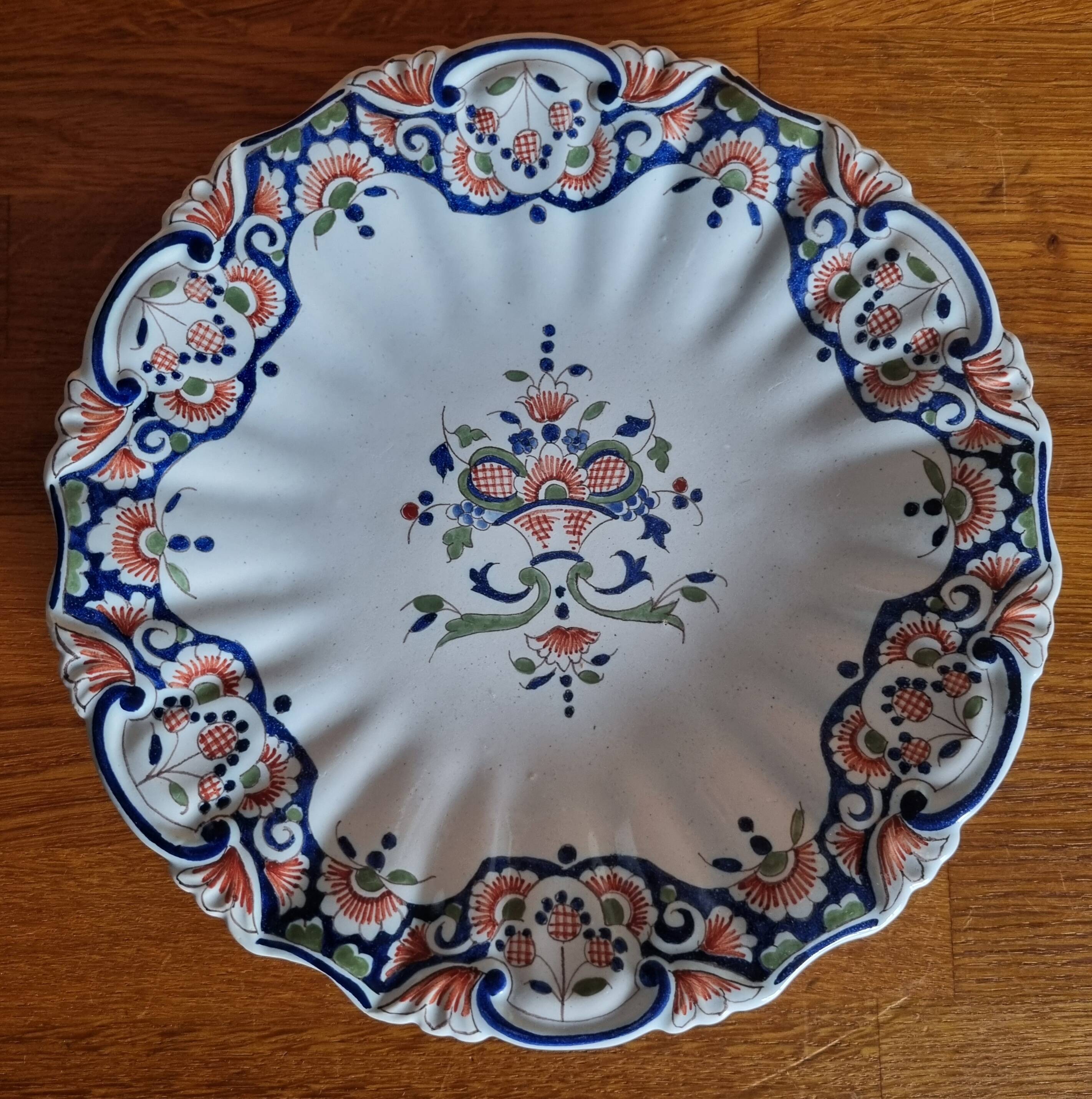 Antique Lisieux earthenware plate with Old Rouen decor