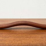 Black enamelled cast iron pot with a teak handle in mid-century style by Timo Sarpaneva for Rosenlew of Finland, 1960s.