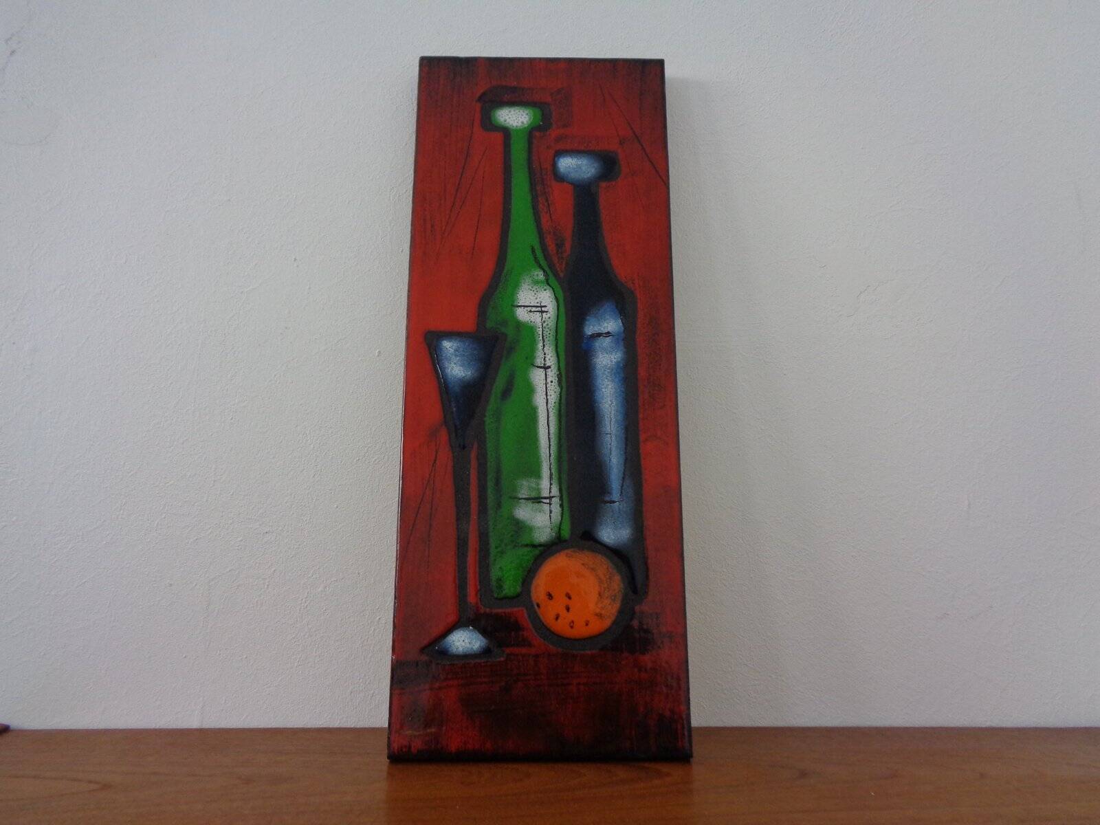 Mid-Century Glazed Studio Ceramic Wall Plaque, 1960s