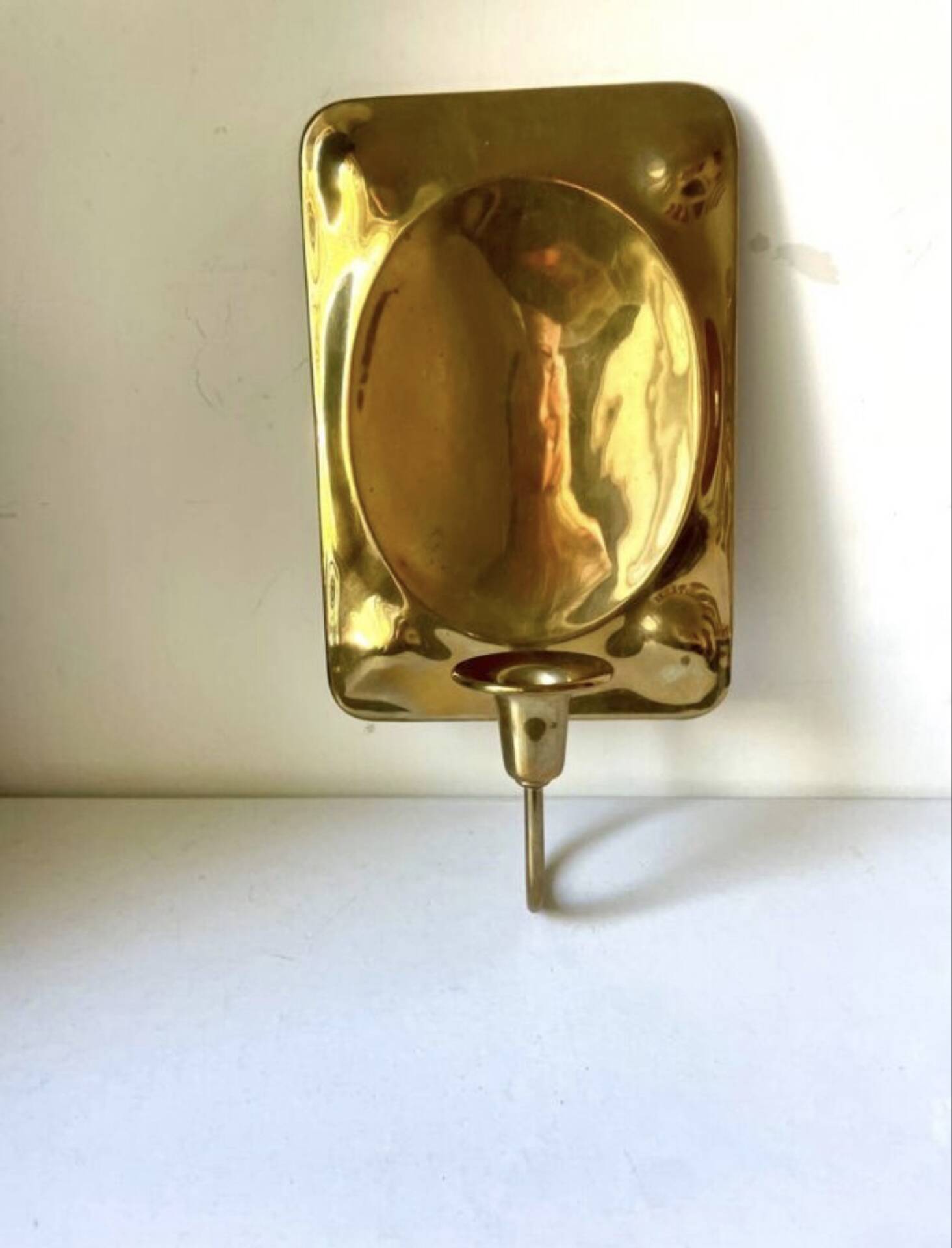 Vintage Scandinavian Brass Wall Candle holder Sconce height 28 cm