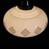 1970s Glass Pendant Light with Brass Chain , Czechoslovakia