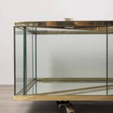 Vintage 60's table in golden brass and crystal italian design