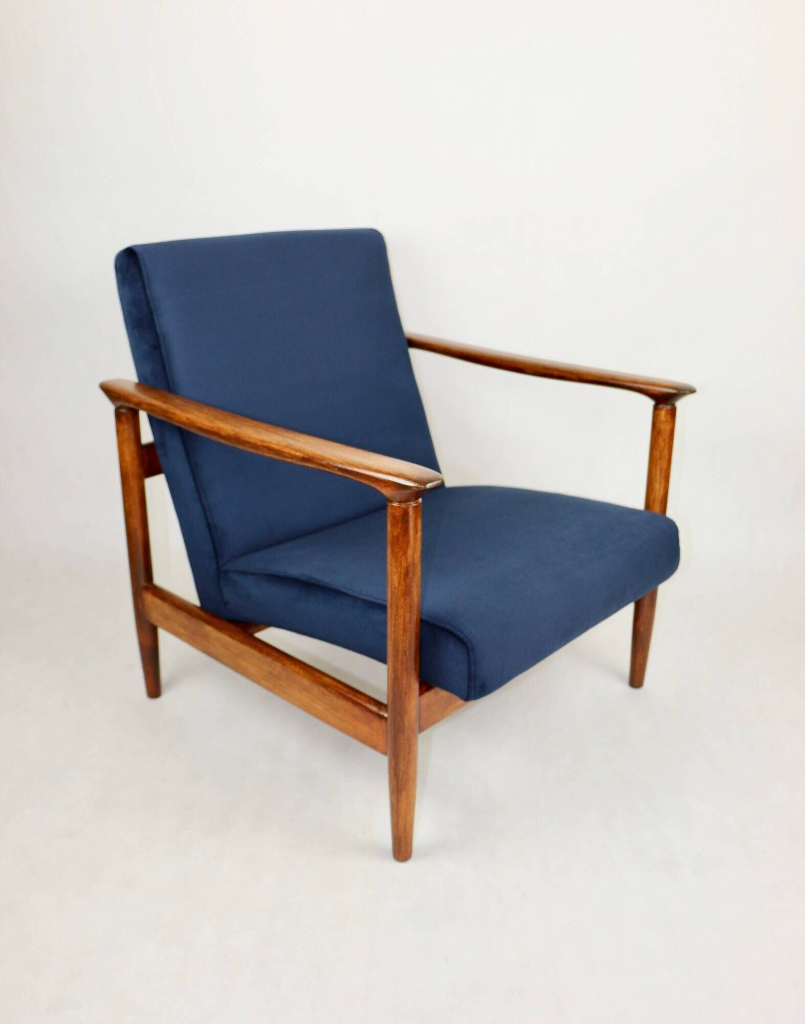 GFM-142 armchair, designed by Edmund Homa from the 70s, navy blue - 2 pieces available