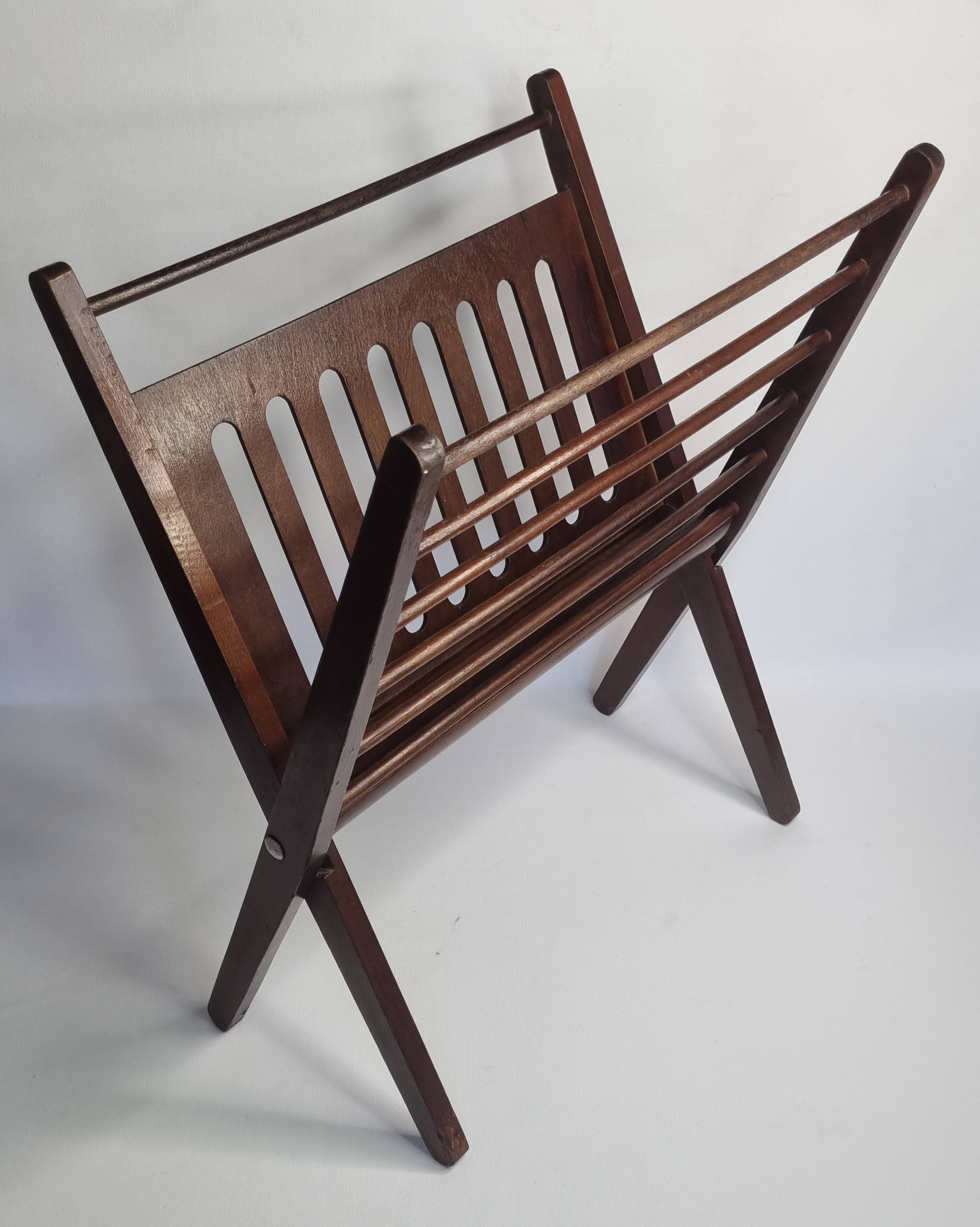 Folding teak magazine holder by Cees Braakman