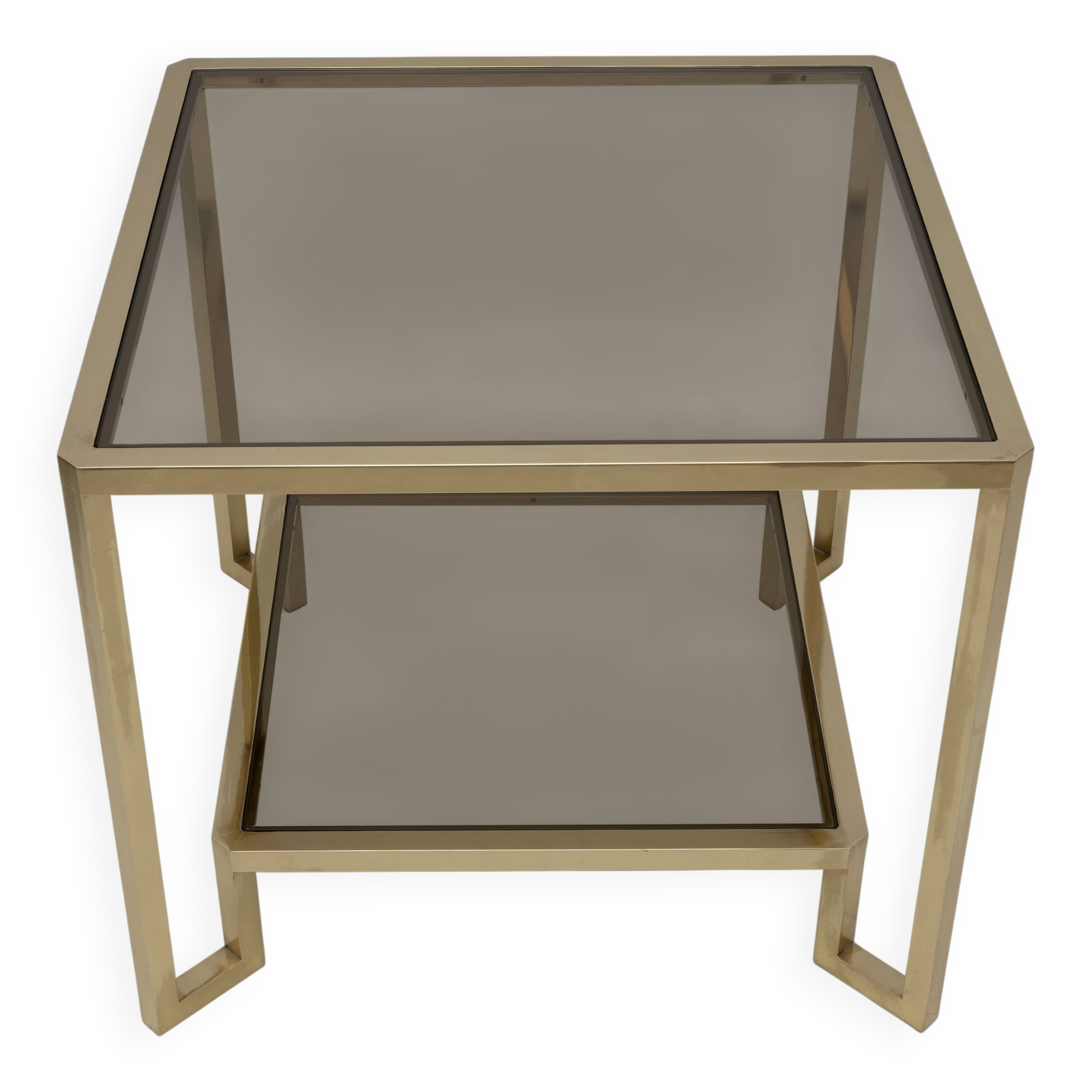 Guy Lefevre Square Brass Coffee Table for Maison Jansen, France 1970s