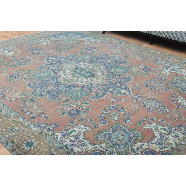 1970s Vintage Persian Handmade Wool Orange Oversized Rug  292x372