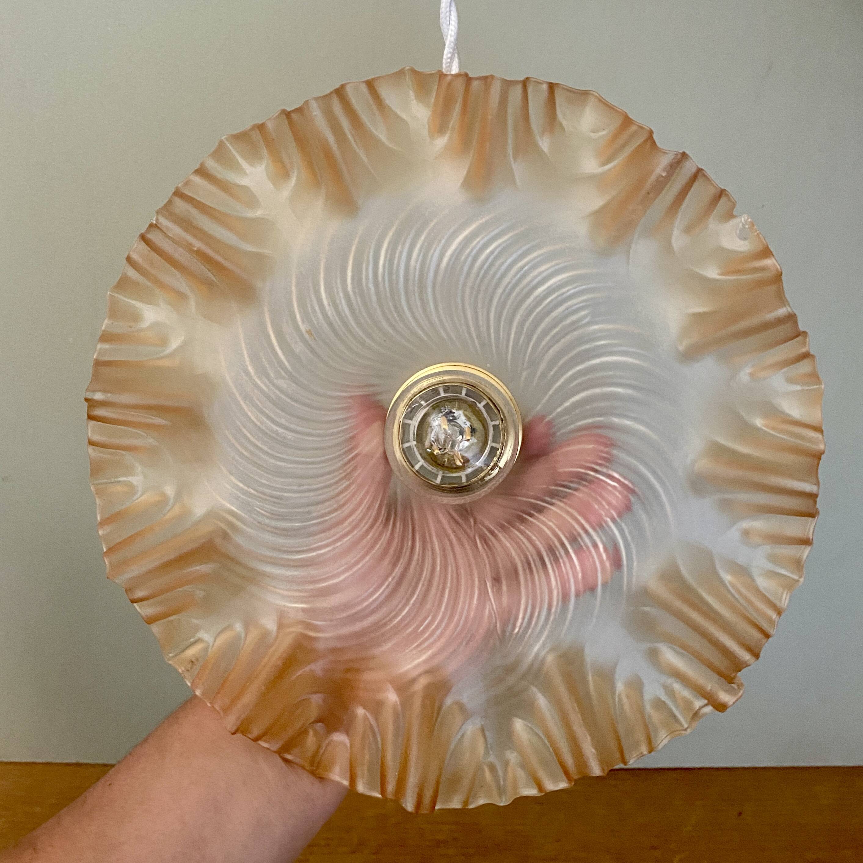 Suspension abat-jour vintage en verre dépoli