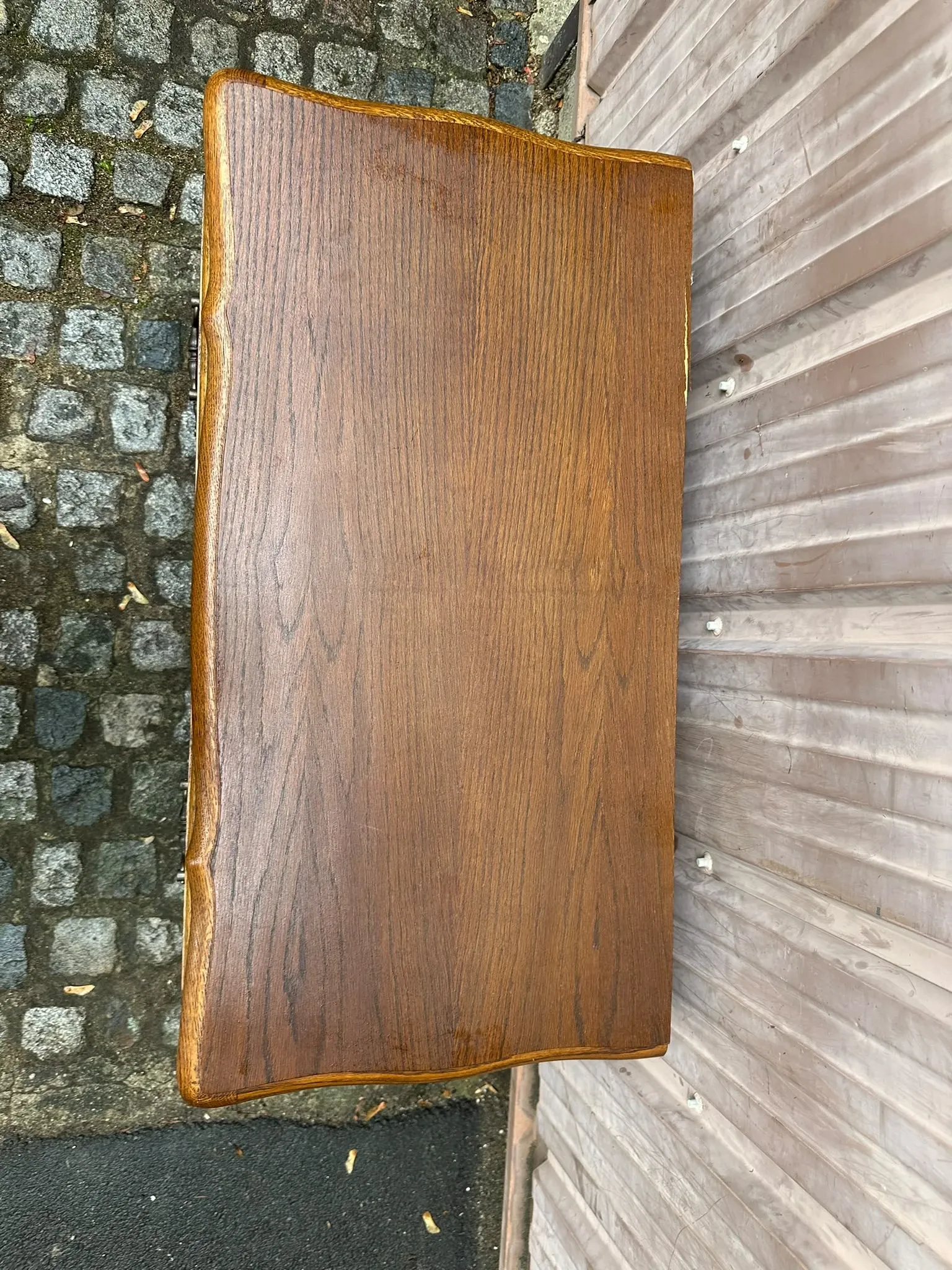 Curved commode with 3 drawers in Louis XV style, made of oak, 1980.