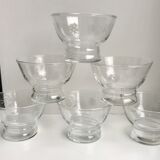 Set of 6 champagne glasses engraved 60s