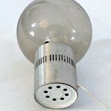 Stilux Milano, Mid-century aluminum and bullicante glass table lamp