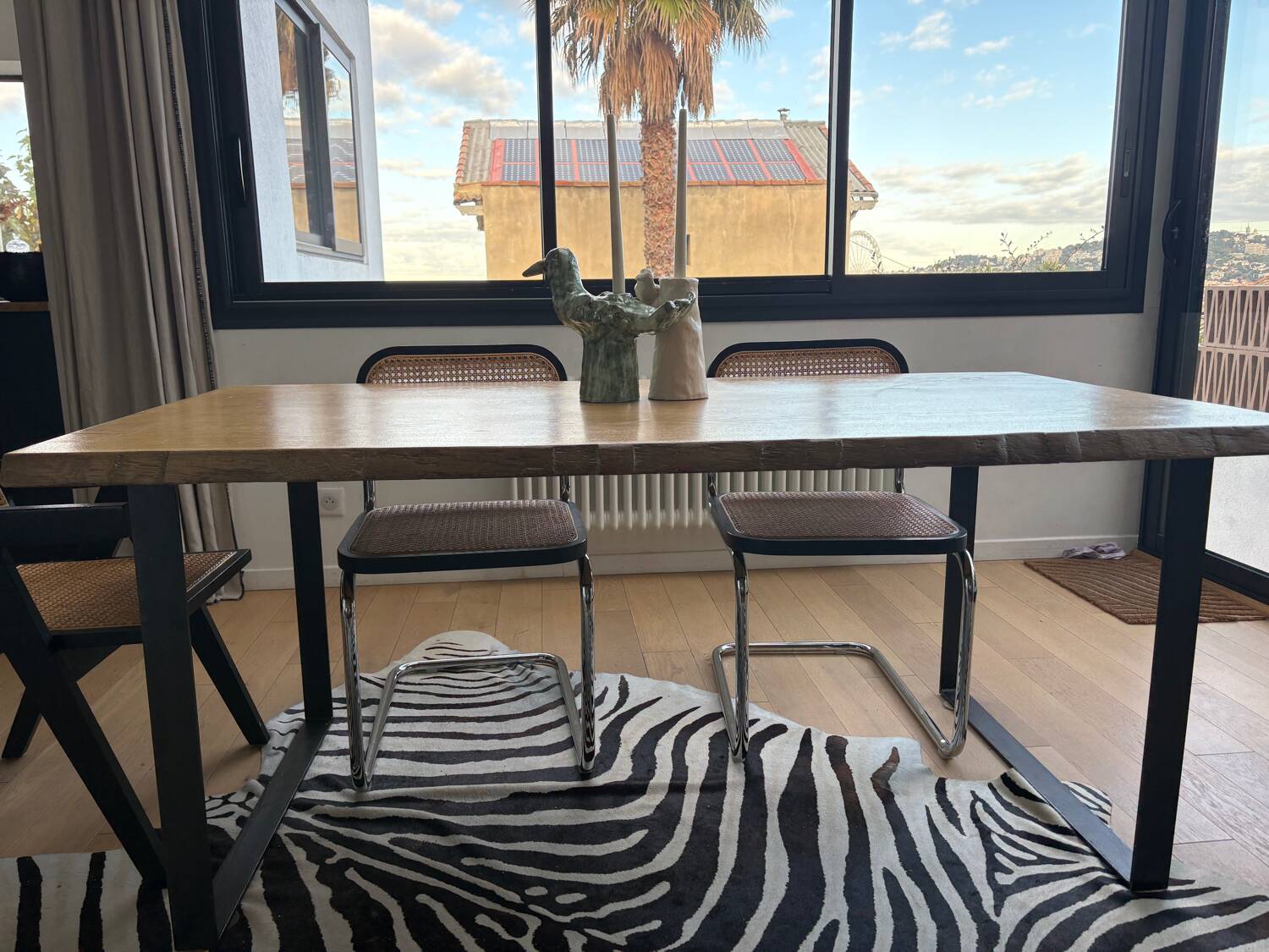 Solid wood table made by a craftsman.