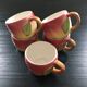 Service 5 tasses à thé barbotine rose