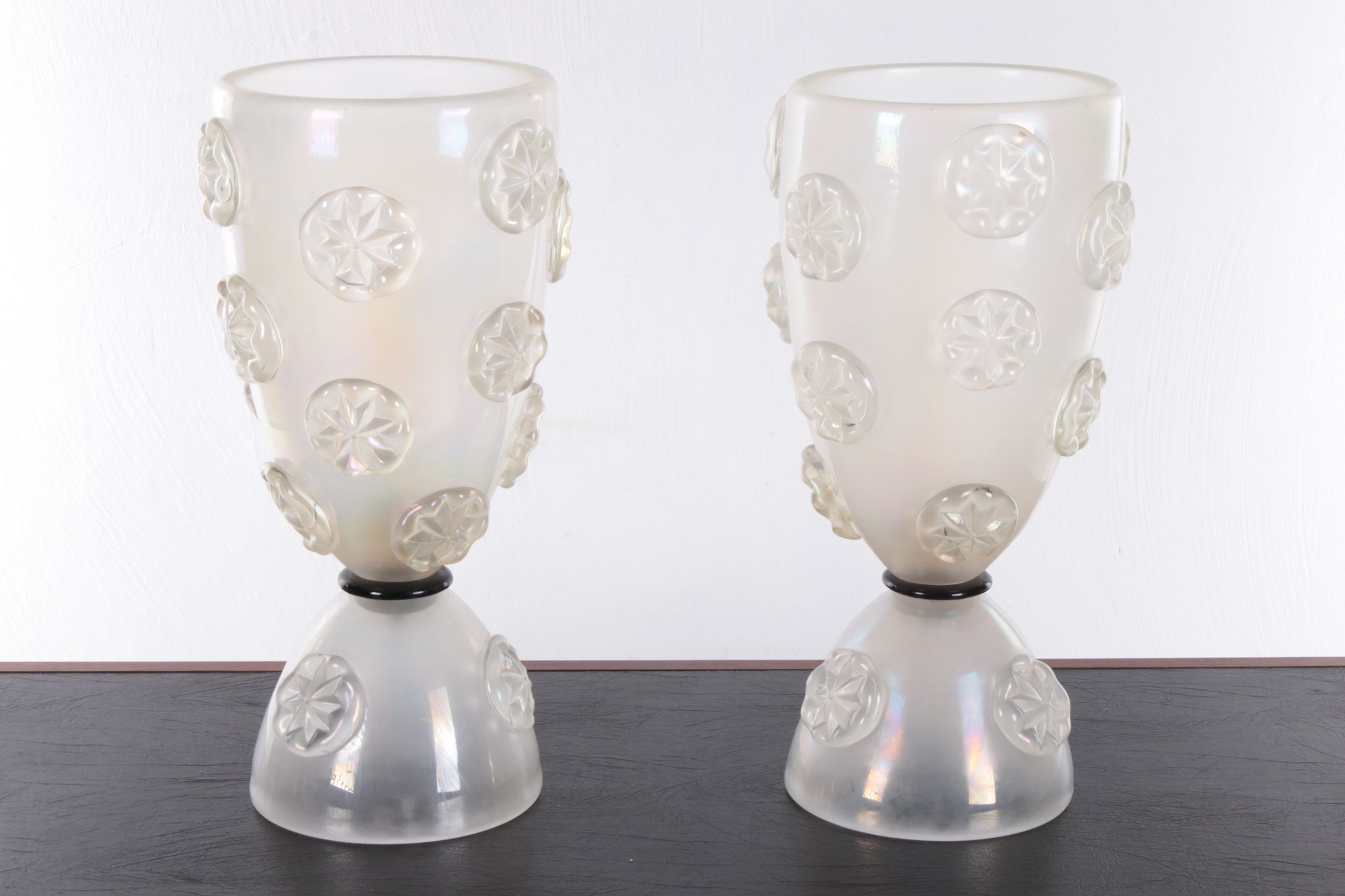 Design set of blown Murano glass table lamps by Barovier & Toso, 1950s
