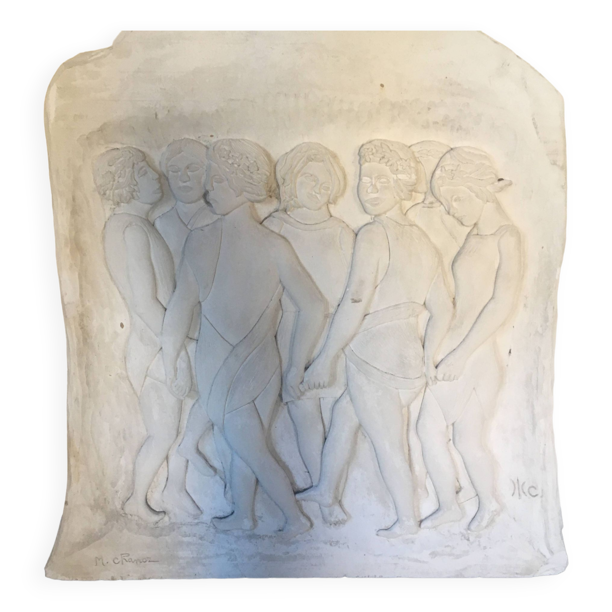 Bas-relief Ange Chérubin En Staff (plâtre Renforcé) – 59x49cm – Neuf