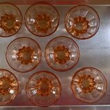 8 vintage pink molded glass bowls from the 40s and 50s