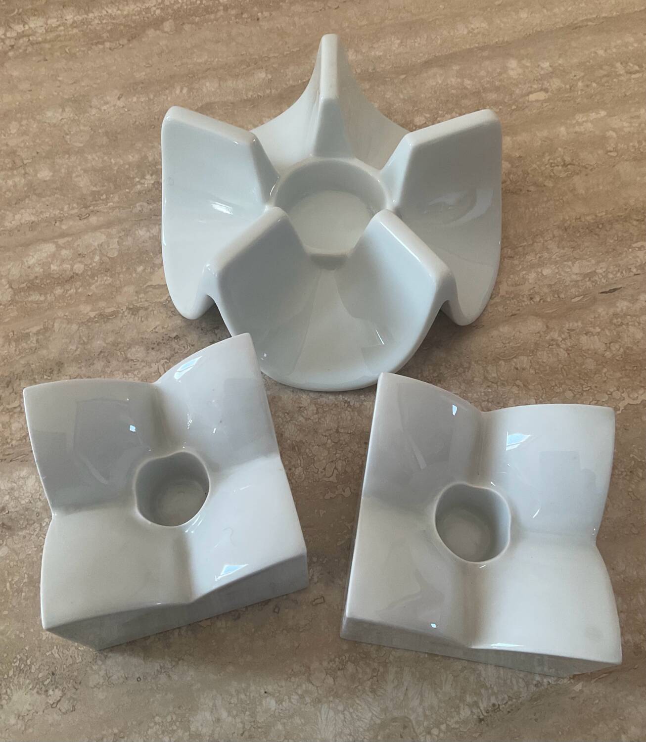Trio of Arzberg Germany porcelain candle holders