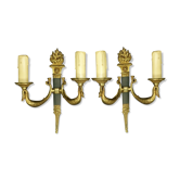 Paire d'appliques aux flambeaux et cygnes, style Empire