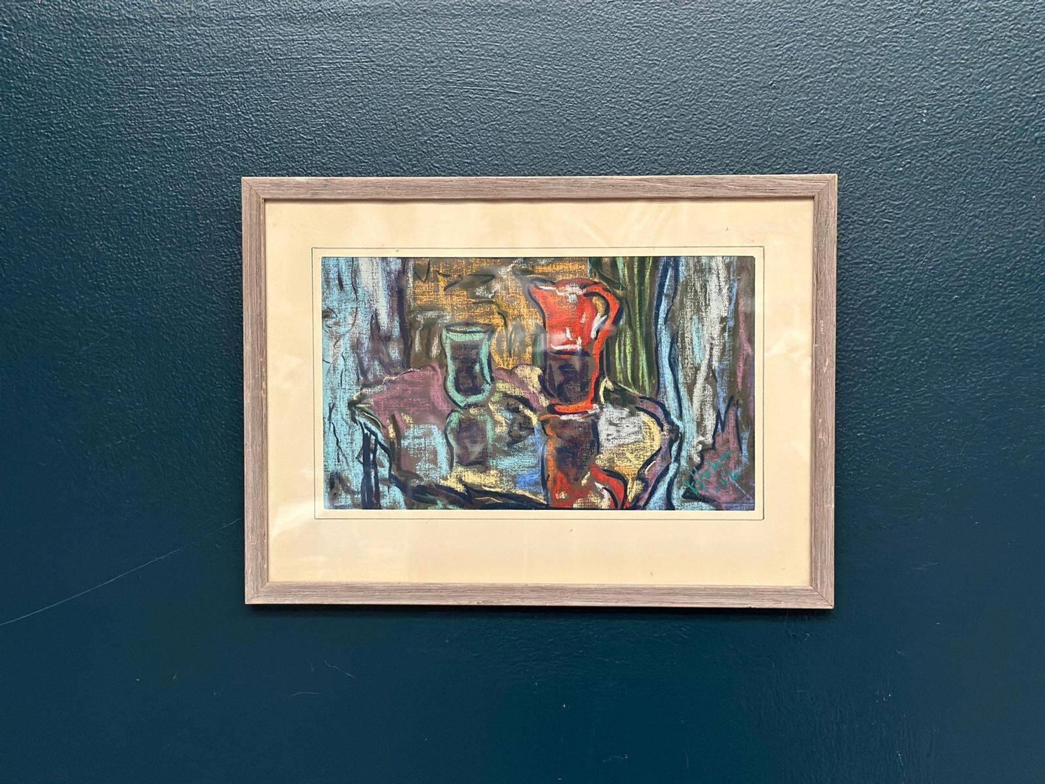 Original Swedish Still Life On Paper — Soft Arrangement By E. Holm — Mid‑Century — Glazed — 37 × 27 Cm (14.6" × 10.6")