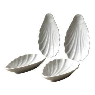 White shell-shaped ravier dishes. French porcelain Pillivuyt