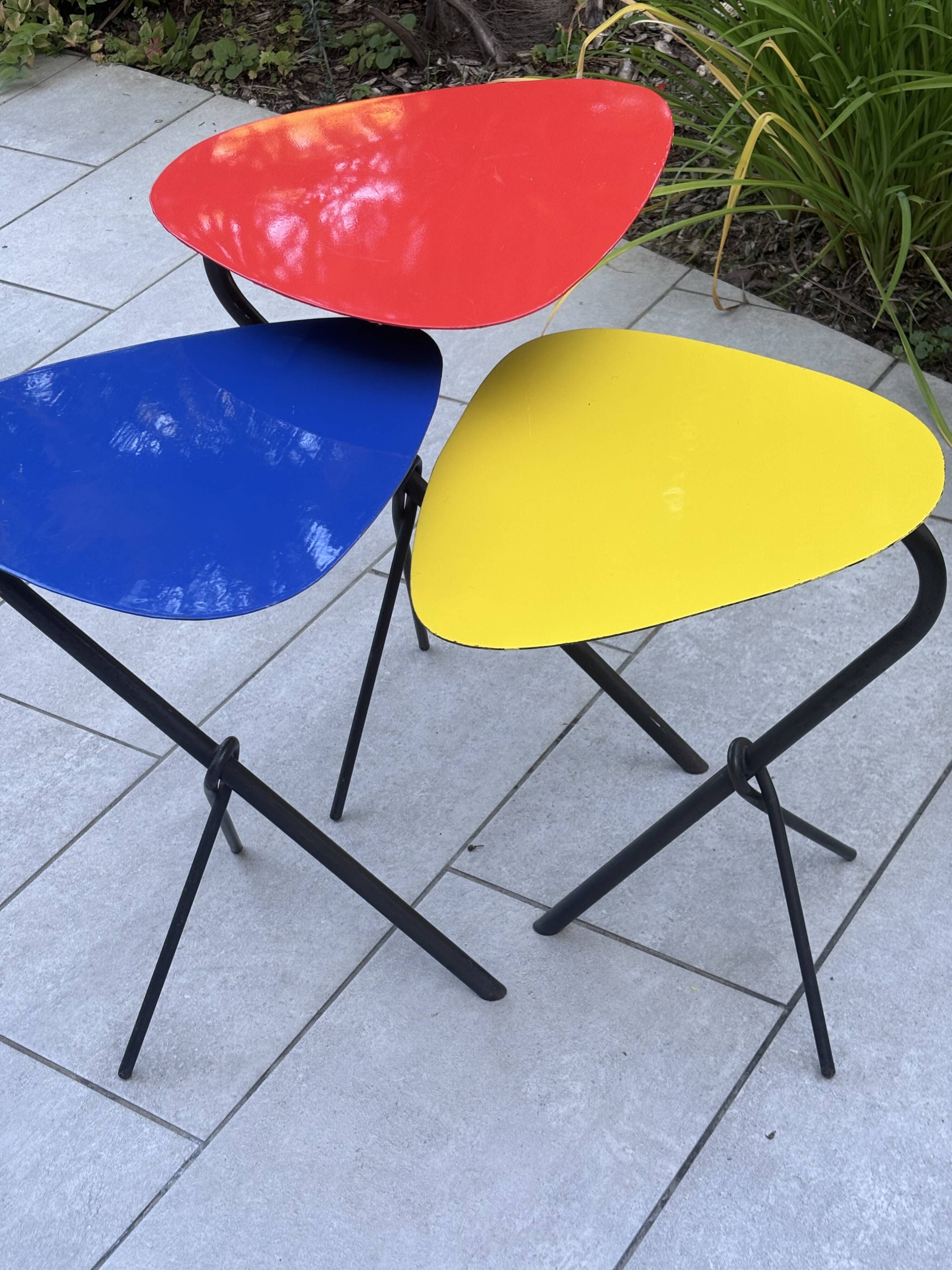 Nesting tables by Michel Buffet model “Knot” modernist French design.