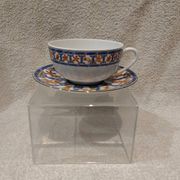 Christofle blue ginkgo porcelain breakfast cup and saucer, 35cl