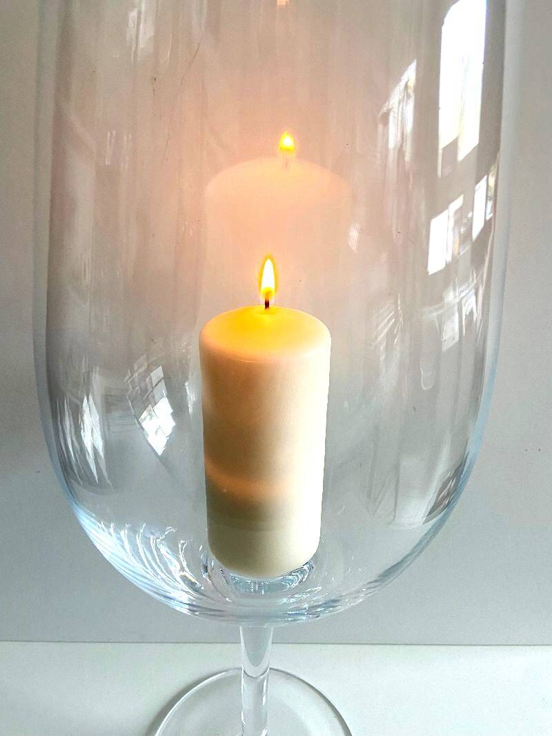 Large Tealight Candle Holder Vase on Stand Blown Crystal Glass Decorative Art