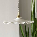 Ruffled opaline pendant light